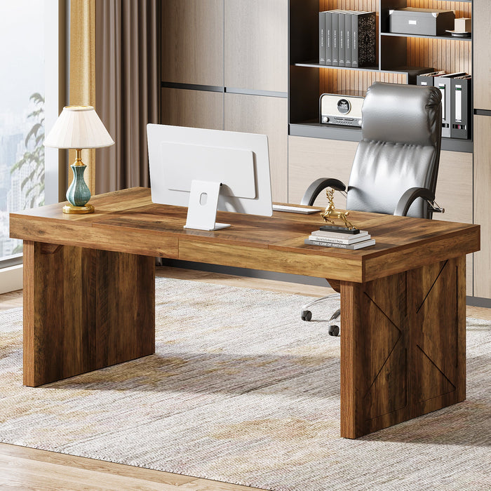 63" Executive Desk, Wood Computer Desk Office Desk Tribesigns