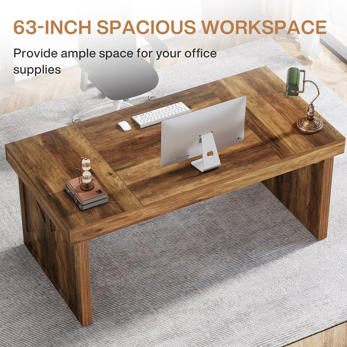 63" Executive Desk, Wood Computer Desk Office Desk Tribesigns