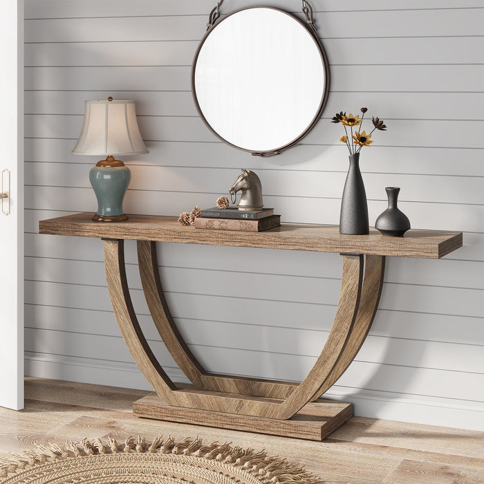 63" Farmhouse Console Table, 2 - Tier Entryway Sofa Table Tribesigns