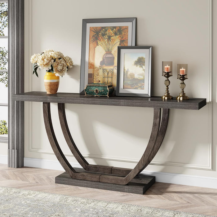 63" Farmhouse Console Table, 2-Tier Entryway Sofa Table Tribesigns