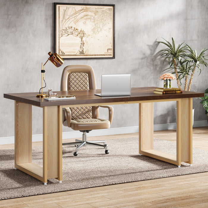 63-Inch Computer Desk, Rectangular Wood Executive Desk for Home Office Tribesigns