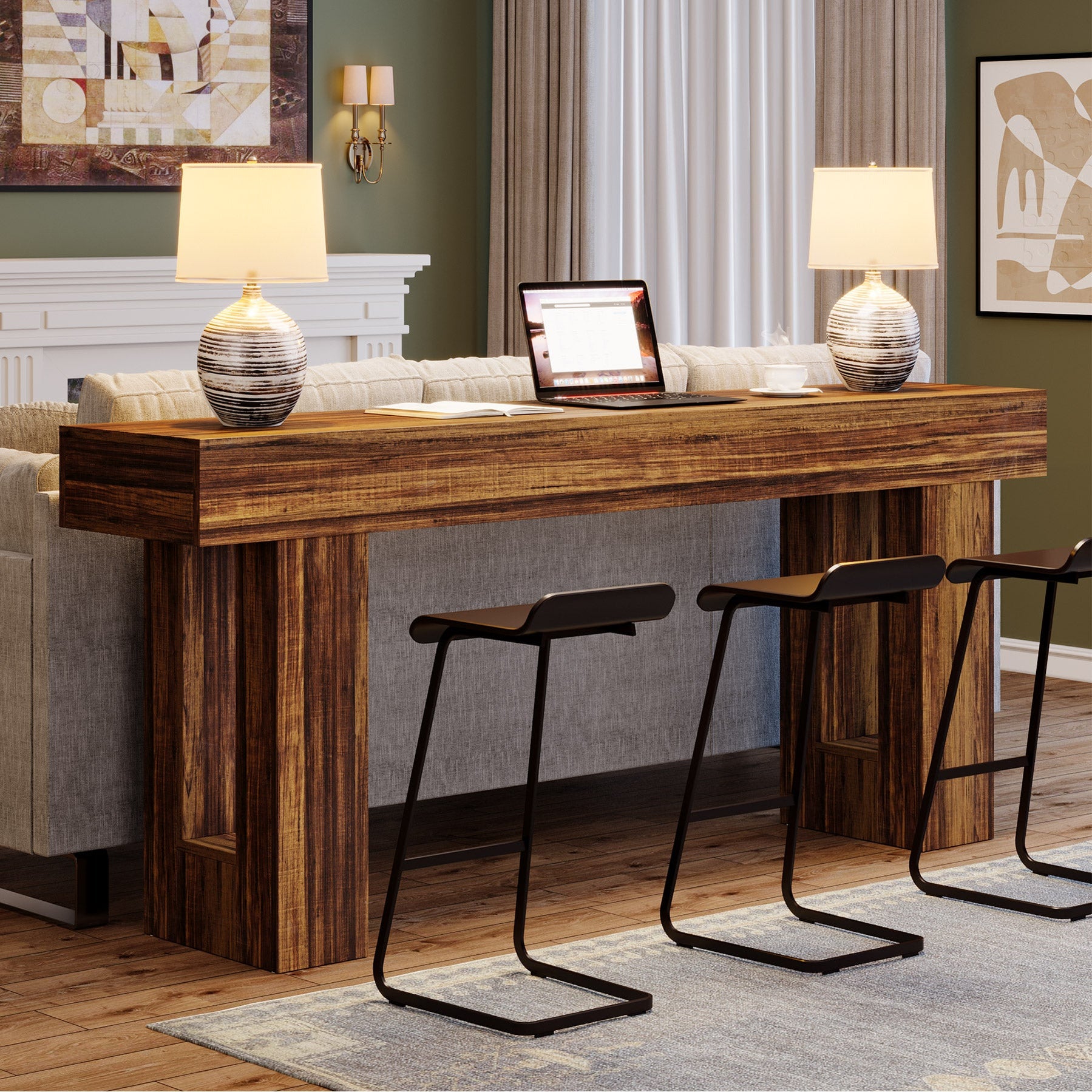 Tribesigns 63-Inch Console Table, Wooden Sofa Table Entryway Table