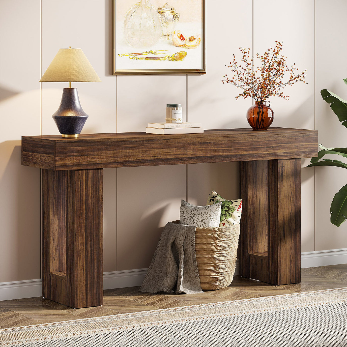 Tribesigns 63-Inch Console Table, Wooden Sofa Table Entryway Table