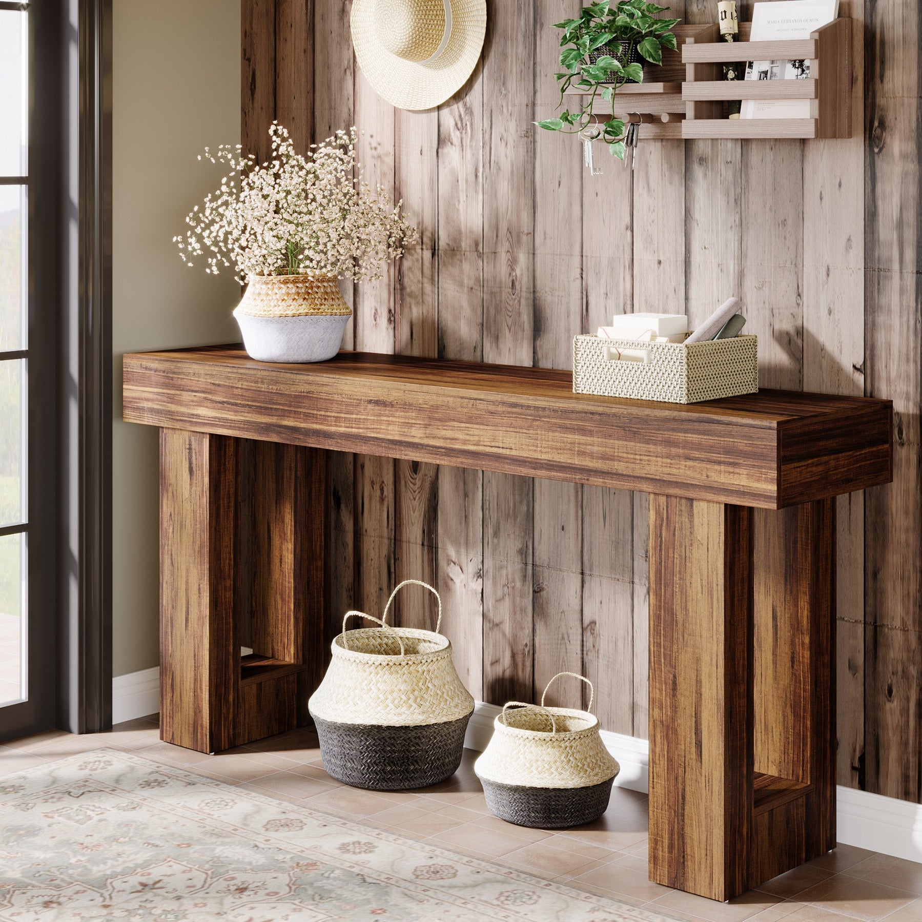 Tribesigns 63-Inch Console Table, Wooden Sofa Table Entryway Table