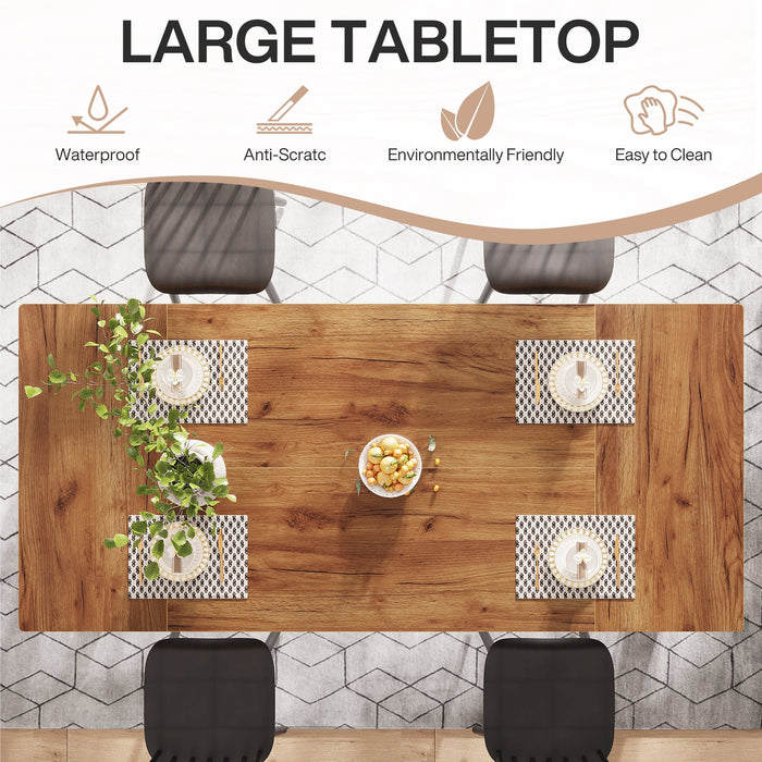 63-inch Dining Table, Wooden Farmhouse Kitchen Table for 4-6 Tribesigns
