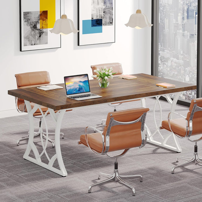 63 - Inch Executive Desk, Industrial Computer Desk with Wooden Tabletop Tribesigns