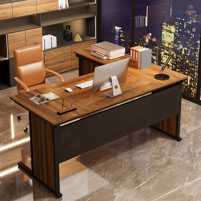 63" L - Shaped Executive Desk, Modern Computer Desk Workstation Tribesigns