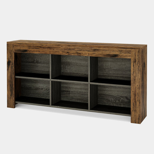 63" Wood Bookshelf, Horizontal Bookcase Storage Display Shelf Tribesigns