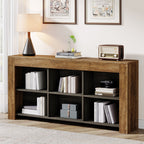 63" Wood Bookshelf, Horizontal Bookcase Storage Display Shelf Tribesigns