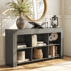 63" Wood Bookshelf, Horizontal Bookcase Storage Display Shelf Tribesigns