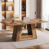 63" Wood Computer Desk, Faux Marble Executive Desk Office Desk Tribesigns 3