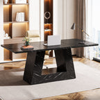 63" Wood Computer Desk, Faux Marble Executive Desk Office Desk Tribesigns