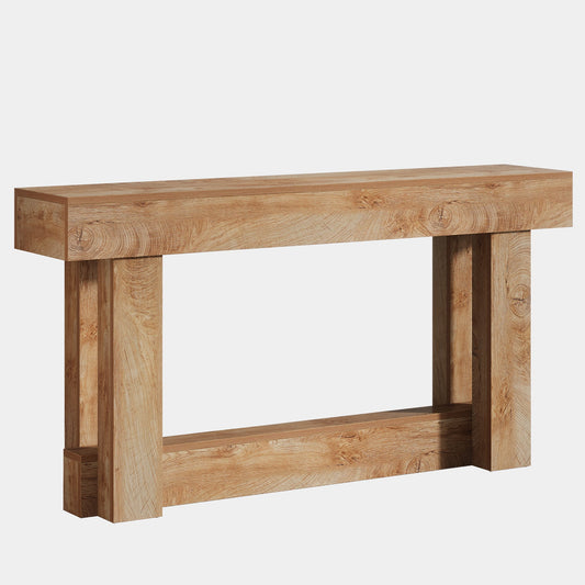 63" Wood Console Table, 2 - Tier Farmhouse Entryway Table Tribesigns