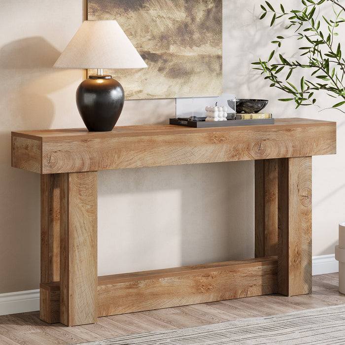 63" Wood Console Table, 2 - Tier Farmhouse Entryway Table Tribesigns