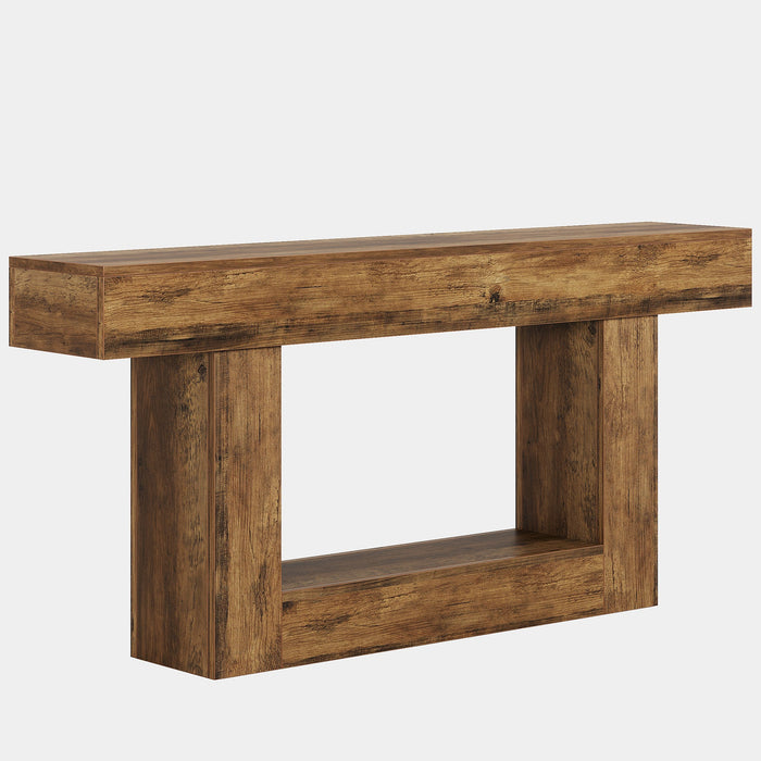 63" Wood Console Table, Farmhouse 2 - Tier Sofa Table Entryway Table Tribesigns