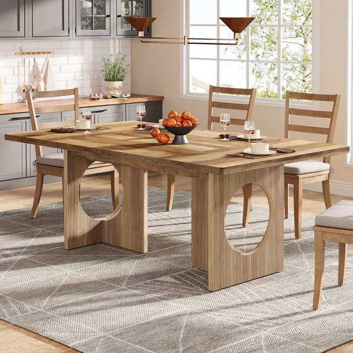 63" Wood Dining Table, Farmhouse Kitchen Table for 4 - 6 People Tribesigns