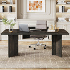 63" Wood Executive Desk, Farmhouse Computer Desk with Large Tabletop Tribesigns