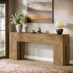 71" Long Farmhouse Console Table Behind Couch