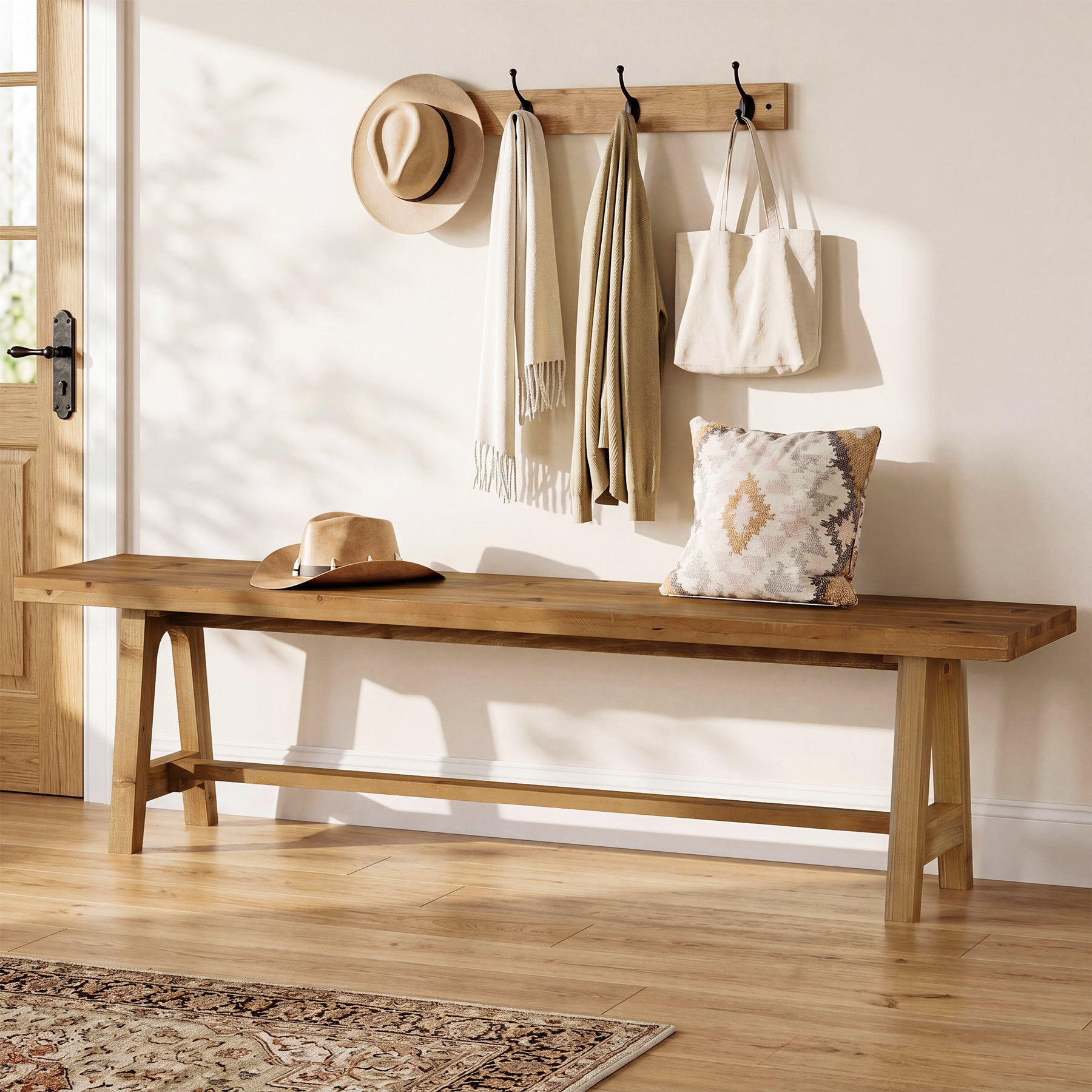 Tribesigns 63-Inch Entryway Bench, Narrow Hallway Seat for Mudroom