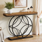 47" Console Table, Industrial 2-Tier Sofa Table with Geometric Metal Frame 3