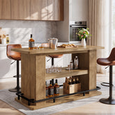 63" Bar Table, 3-Tier Counter Height Pub Table with Metal Footrest for Kitchen, Bistro 3