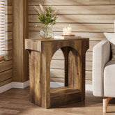 Wood End Table, 2-Tier Side Table with Storage Space 3