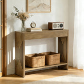 41.3" Farmhouse Console Table with 2-Tier Shelf, Narrow Sofa Table with Fluted Legs for Entryway or Behind Couch 3