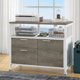 Lockable File Cabinet with Drawers and Printer Stand 3