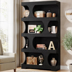 71" Bookshelf, 4-Tier S-Shaped Bookcase Freestanding Display Shelves