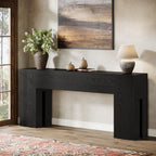 71" Long Farmhouse Console Table Behind Couch