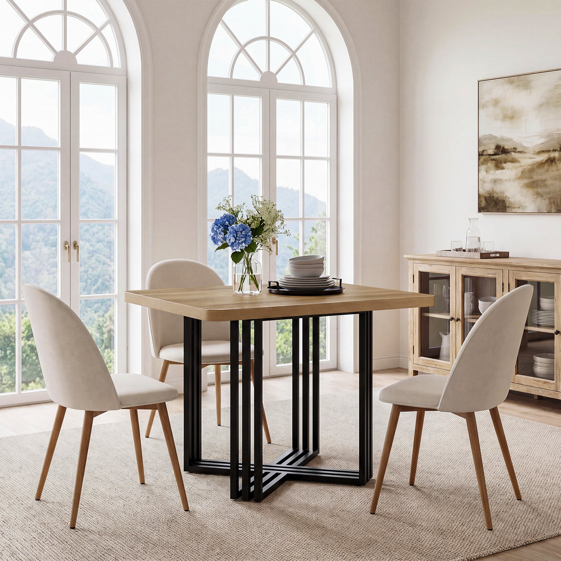 39.4-Inch Farmhouse Dining Table for 4, Compact Kitchen Table for Small Dining Rooms