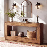 63" Solid Wood Console Table, Farmhouse Entryway Table with Storage for Living Room 3