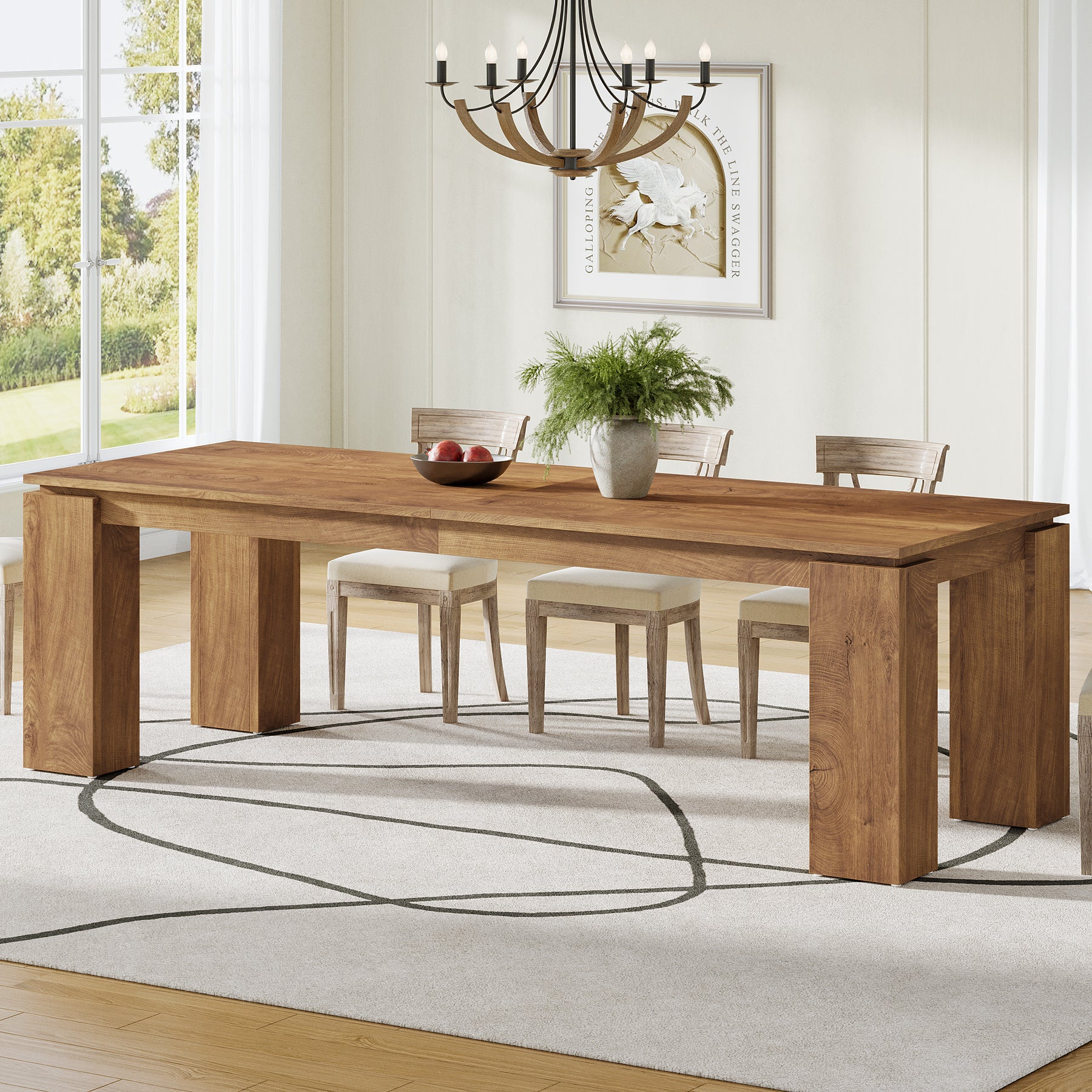 86" Modern Dining Table, Extra Long Kitchen Table for 6-8