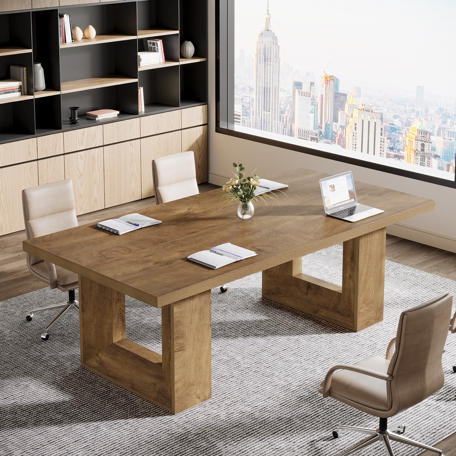 62.99" Executive Desk, Rectangular Computer Desk Conference Table for 6-8