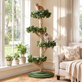Solid Wood Cat Tree, 59.06" Tall Cat Tower with Sisal Scratching Posts, Washable & Removable Cushions 3
