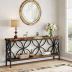70.9" Sofa Table, 2-Tier Industrial Console Table Behind Couch