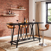 63-Inch Counter Height Bar Table with Reinforced Metal Frame, Modern Industrial Home Bar Table 3