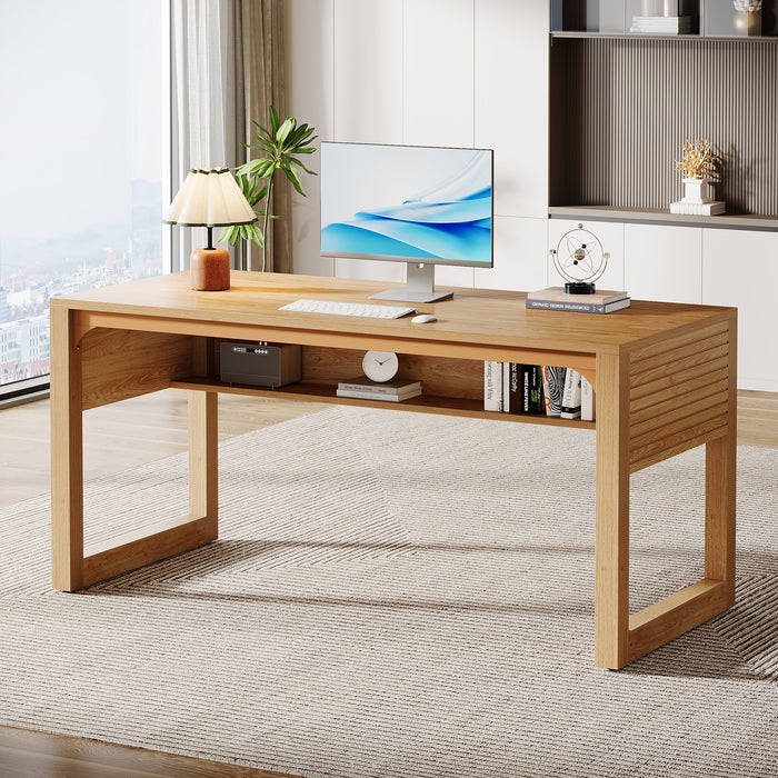 63" Computer Desk, Home Office Desk Writing Table with Bottom Storage Shelf