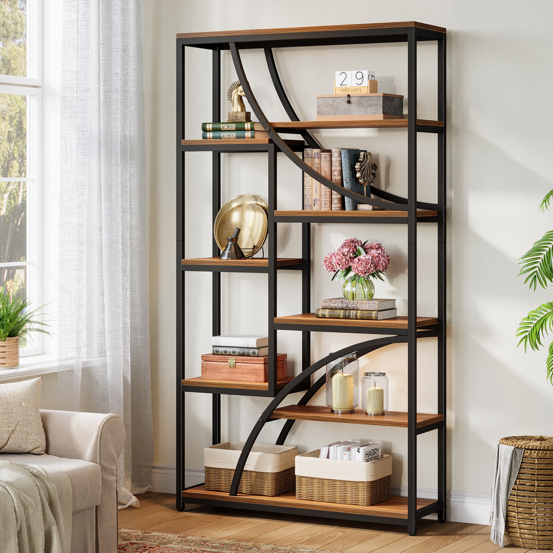 Tribesigns 9-Tier Industrial Etagere Bookshelf - Thumbnail 2
