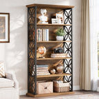 6 - Tier Bookshelf, 71" Industrial Bookcase Displaying Rack with Metal Frame Tribesigns