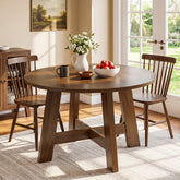 Round Dining Table for 4-6, 47" Kitchen Table with Reinforced Cross Brace 3