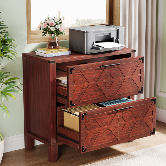 Retro File Cabinet, Storage Cabinet with 2 Storage Drawers