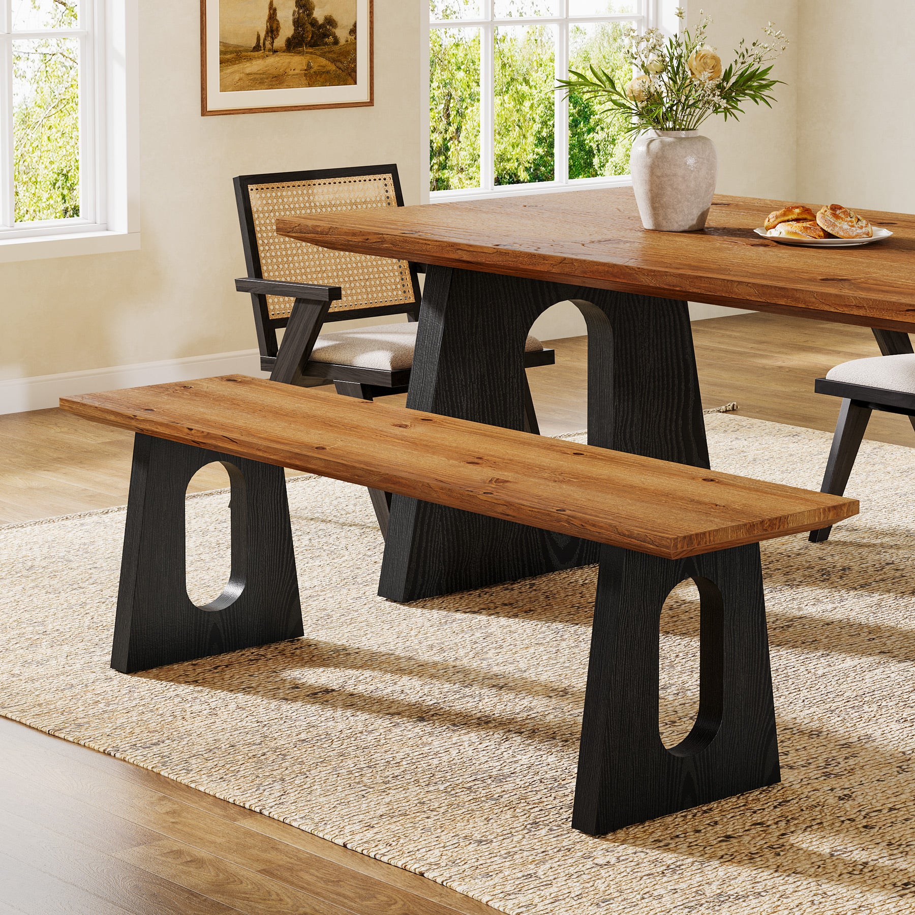 Solid Wood Dining Bench - Thumbnail 4