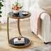 2-Tier Faux Marble End Table, 17.7" Round C-Shaped Sofa Side Table Tribesigns
