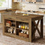 55" Kitchen Island, Wooden Bar Table with 2 Drawers and Open Shelf