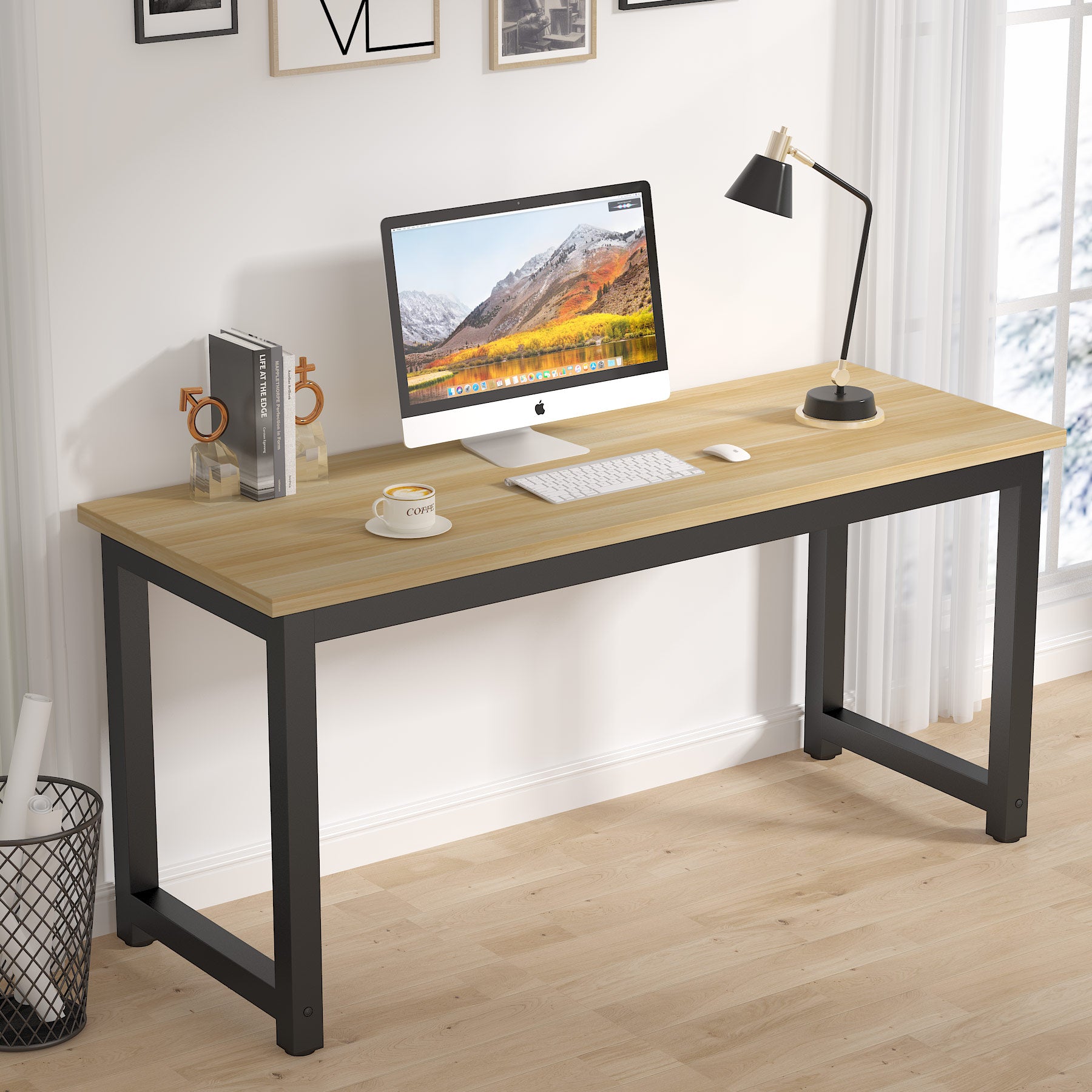 Modern Computer Desk, 63" Office Desk Study Writing Desk