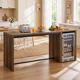 78.74" Kitchen Island, Counter Height Island Table with 2 Shelves & Mini Fridge Space 3