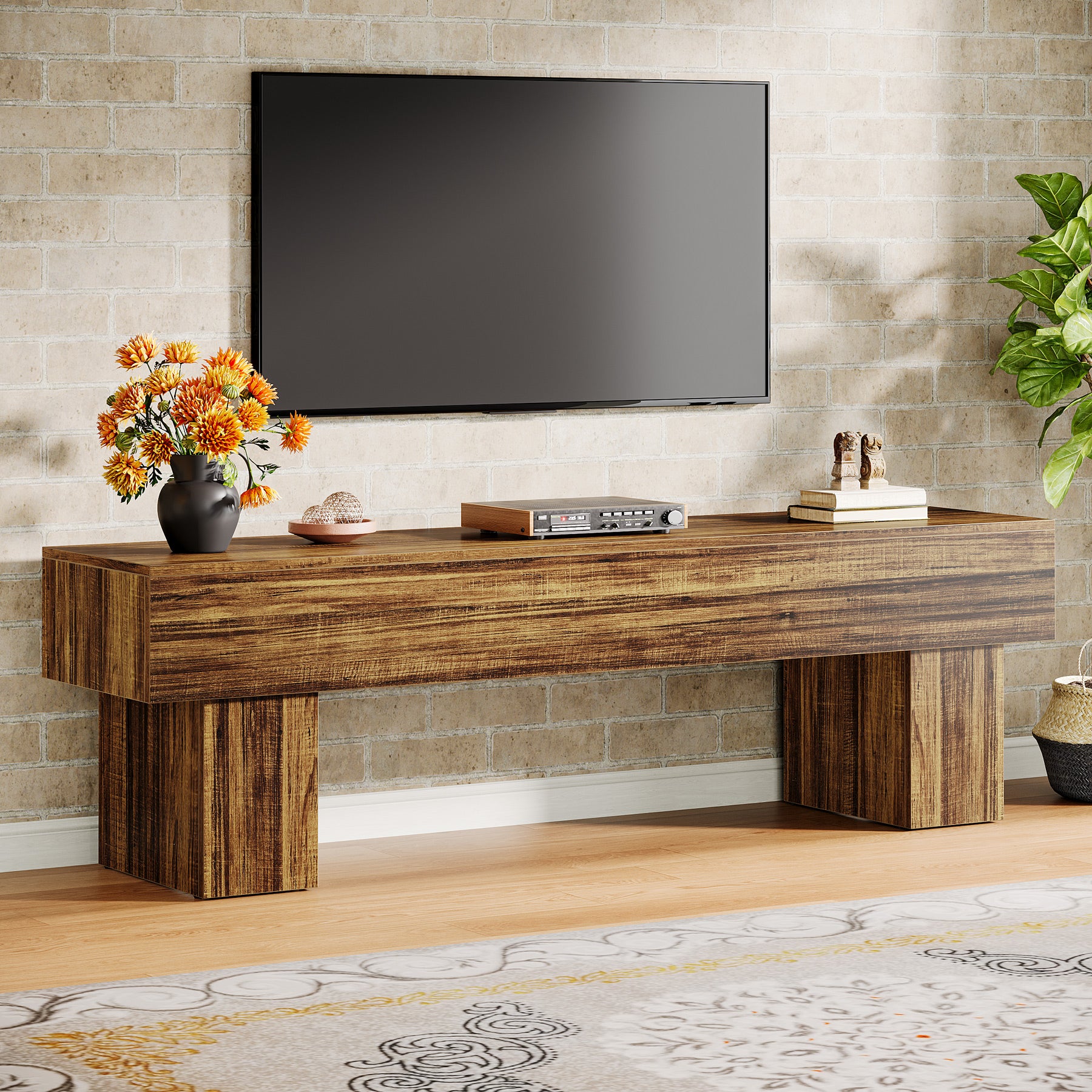 63" Farmhouse TV Stand, Media Console Table Entertainment Center