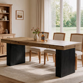 79" Solid Wood Dining Table, Rectangular Kitchen Table with Double Pedestal Base for 6–8 People 3