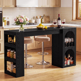 63" Bar Table, Modern Counter-Height Dining Table with Dual-Side Storage for Kitchen 3